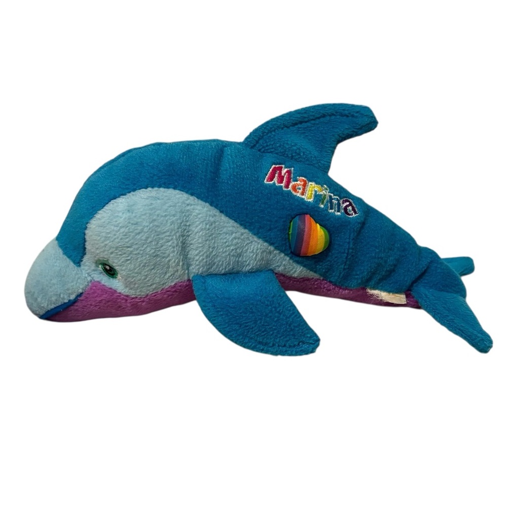 Vintage Lisa Frank Marina Dolphin Bean Buddies Plush Stuffed Animal 8in